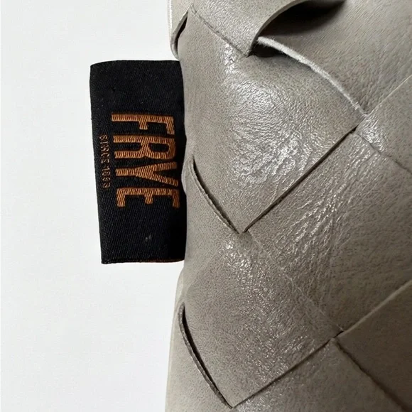 Frye Woven Gray Leather Pillow - Picture 3 of 3